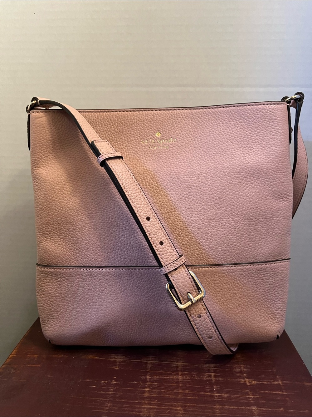 kate spade Pink Pebbled Leather Crossbody Bag with Gold Hardware